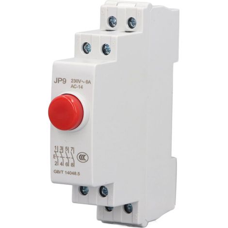 RASTKY DIN Rail Push Switch JP9 - AC230V, 2NO 2NC Configuration pour le Démarreur Magnétique et le Contacteur, Conception Compacte pour un Contrôle électrique Efficace dans les Boîtes de (rouge).