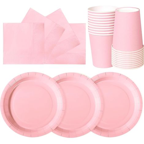 72 Pièces Vaisselle En Papier, Assiettes 18 Cm, Gobelets 266 Ml, Serviettes 16,5 Cm, Pour Anniversaire Enfants (1/5)