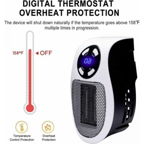 Mini stufetta in ceramica da 500 Watt - Riscaldatore portatile economico con termostato e timer per ufficio, camera da letto e soggiorno - (Bianco - con telecomando) (1/4)