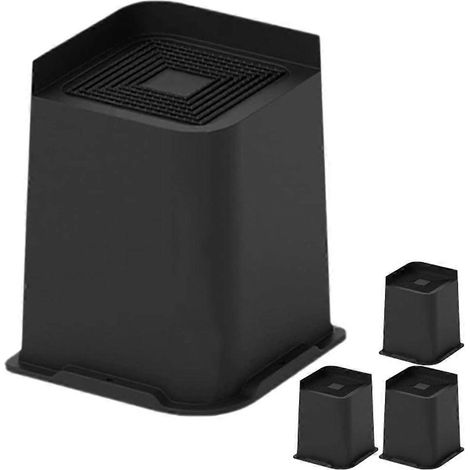 Élévateurs de meubles, élévateurs de chaises, peuvent surélever lits, canapés, tables. Ensemble de 4 pièces, en polypropylène noir. (1/5)