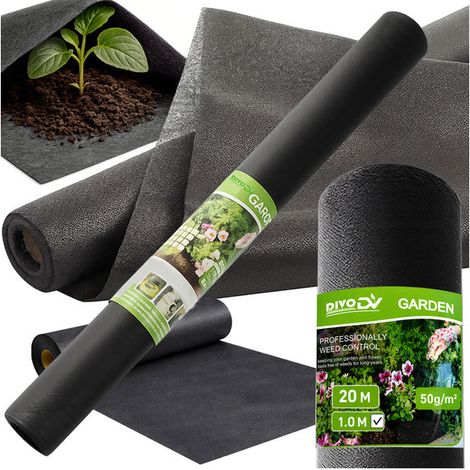 Toile agro-textile épaisse noire 50 g, 1 x 20 m – barrière anti-mauvaises herbes – tapis de paillis (1/5)