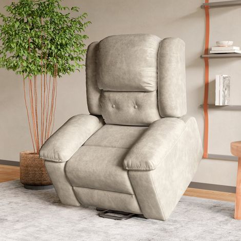 Fauteuil releveur électrique massant, fauteuil salon, 8 points de massage, chauffage lombaire, inclinaison 160° max, tissu marron (1/5)