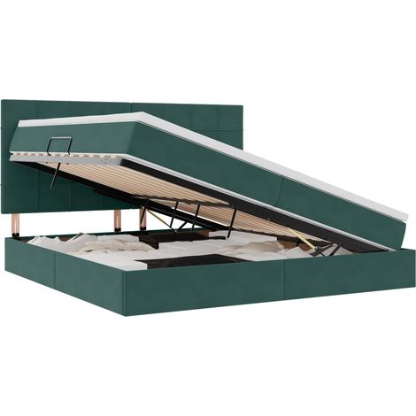 Maison Exclusive - Letto con contenitore e materasso Verde Scuro 200 x 200 cm