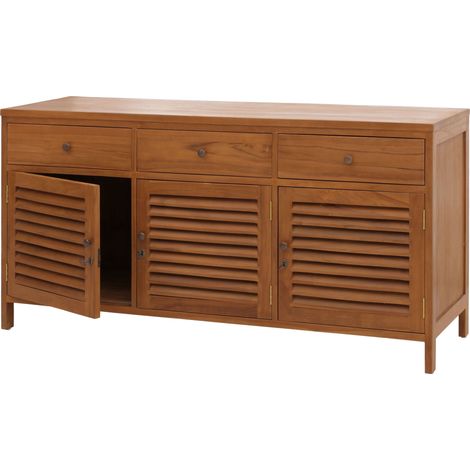 Teak-Badezimmerkommode HHG-776, Badschrank Waschtisch, hochwertiges B-Grade-Teak (Kernholz, 20-30 Jahre), 81x155x50cm