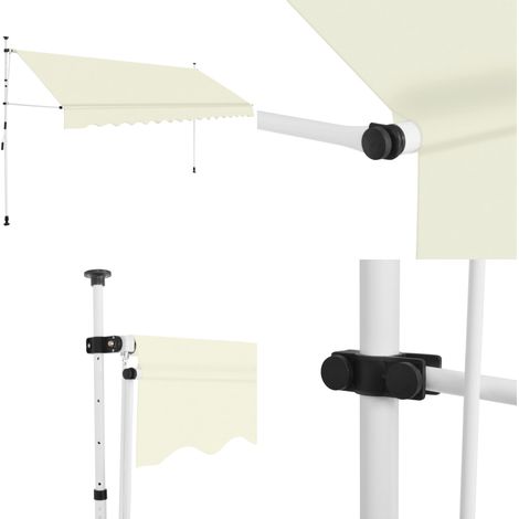 Einziehbare Markise Handbetrieben 400 cm Cremeweiß - Sonnensegel - Markise - Gartensonnenblende - Außenmarkise - Terrassenmarkise - Home & Living (1/5)