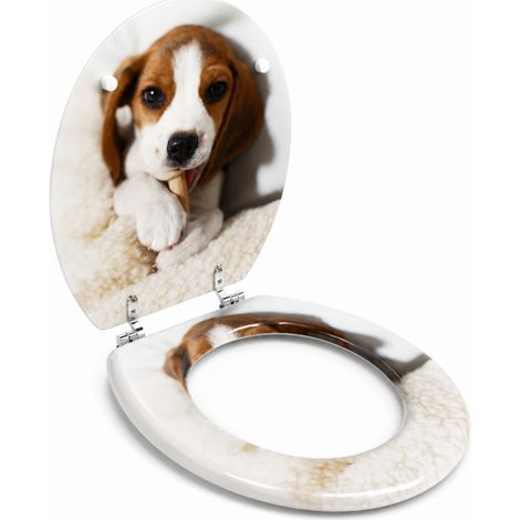 Sedile Copriwater Universale Con Stampa Beagle MDF Con Cerniere In Acciaio 52901