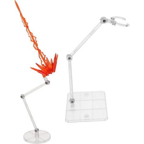 Support pour Figurines Articulées Effet Rouge, Socle Stable Réglable avec 2 Supports, Accessoire Déco Modèle Robot pour Collectionneurs, Présentation Exposition Table (1/5)