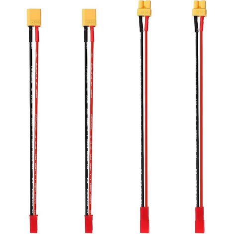 4 Pièces XT30 vers JST Câble Adaptateur, JST Connecteur vers Prise XT30 Connecteur, avec 15cm 20AWG Câble en Silicone, pour Batteries Lipo