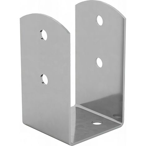 Embase pied de poteau en U zinguée à visser - Pour poteau rectangulaire - 71 x 78 x 120 x 2,5 mm (1/3)