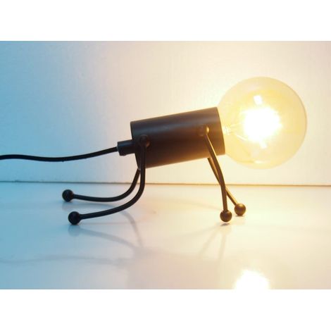 LED ILUMINACION Lampe de table bureau créative noire poupée vintage moderne Doll Art déco E27 pour table de chevet chambre cuisine bar restaurant café paysage couleur (1/5)