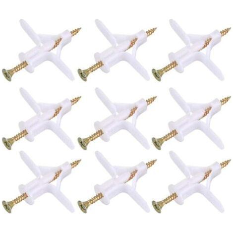 100 Pieces Plasterboard Fasteners (50 Anchors, 50 Screws), Plasterboard Anchors and Screws, Anchors Anchors and Screws for Hollow Drywall Wall Fasteners (1/4)