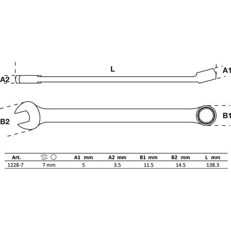 BGS Maul-Ringschlüssel extra lang SW 7 mm - 1228-7 (1/4)