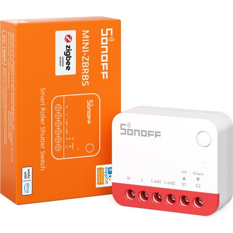 Interrupteur Zigbee pour volet roulant – Format mini – Contrôle en pourcentage – Répéteur Zigbee – Compatible Alexa et Google Assistant – Sonoff