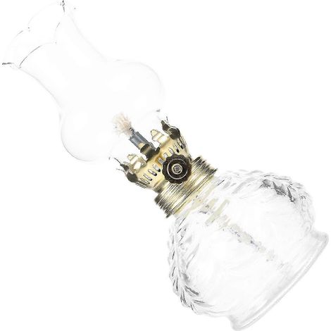 Lampe à pétrole vintage en verre lampe à huile décorative blanche pour table. (1/4)