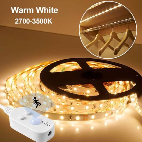 Lampe à détecteur de mouvement, éclairage intérieur sous lit, mode permanent, facile à installer, éclairage LED blanc chaud sous meuble avec bande LED alimentée par USB. (1/5)