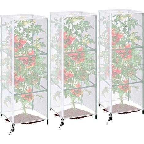 Cage anti-oiseaux pour tomates et fruits du potager, filet de protection à zip et cordon contre les insectes, Composition : 3 pièces, Couleur : transparent (1/5)