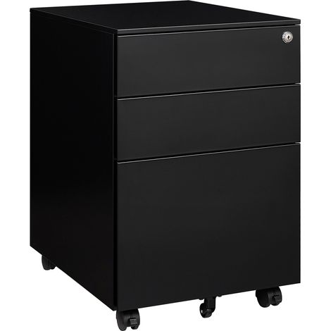 Pedestal / armario de escritorio con cerradura 39x60 cm - 3 cajones - Negro