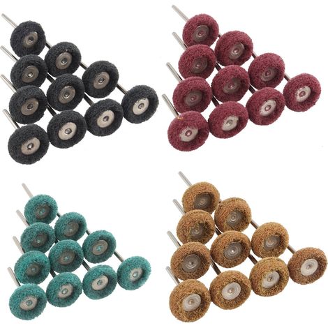 40 pcs Roue de polissage, Tige 3 mm, Diamètre 25 mm, Grain 80-300, Pour outil rotatif, Métal et bijou