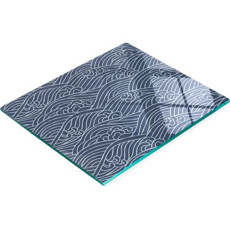 Dekoratives Küchen-Schneide- und Servierbrett aus Glas, Wellenmuster, 60 x 52 cm (1/5)