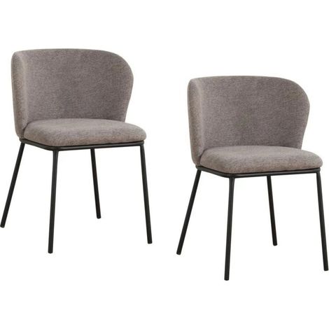 Lot de 2 chaises PAVIA gris beige – Dossier enveloppant arrondi et pieds fins noirs (1/5)