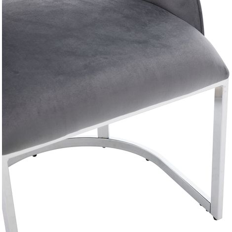 Lot de 2 chaises de salle à manger en velours gris avec pieds métalliques argentés (1/5)
