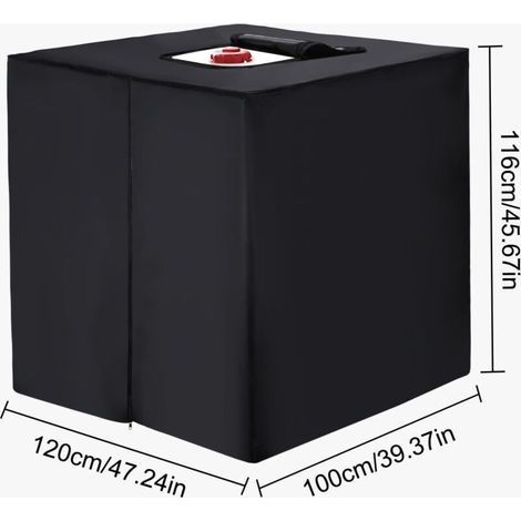 IBC-Tankabdeckung (1000 l), Regenwassernutzungsplane, UV- und staubbeständige Wassertankabdeckung, Schutzdeckel für 1000-l-Tanks, 116 x 100 x 120 cm, Schwarz (1/4)