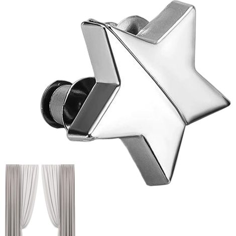 1 Paire Attaches-Rideaux magnétiques,sans Perçage Installation Facile Pinces Magnétiques Rideau en Forme D'Étoile,pour Patio Douche Pièce Gazebo Maison Chambre Camping-Car Parents Locataires (1/5)