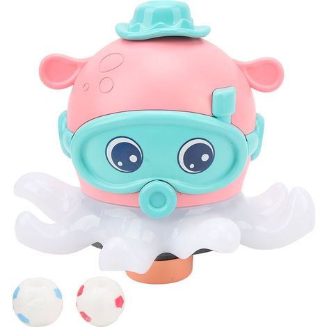 Jouet de bain électrique Octopus avec ballon flottant, musique et lumière - Éducatif pour enfants - Rose (1/5)