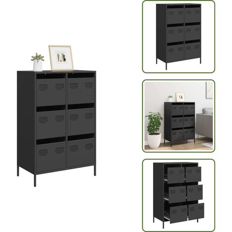 Buffet haut noir 68x39x101,5 cm acier - Buffet Haut - Buffets Hauts - Armoire À Livres - Étagère Et Armoire À Livres (1/5)