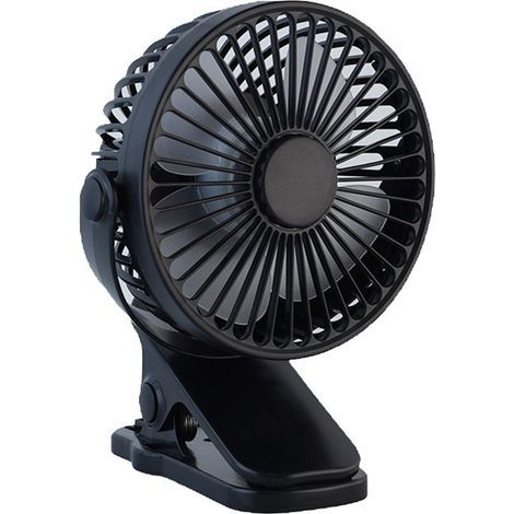 Leiser USB-Ventilator, Tischventilator, Mini-Ventilator mit 3 Geschwindigkeitsstufen, 360°-Drehung, kleiner Ventilator, Wandventilator für Büro/Zuhause/Camping – Schwarz (1/5)