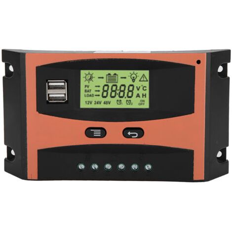 Regulador MPPT para paneles solares de 12V/24V con pantalla LCD y controlador de batería automotriz de 60A (1/5)