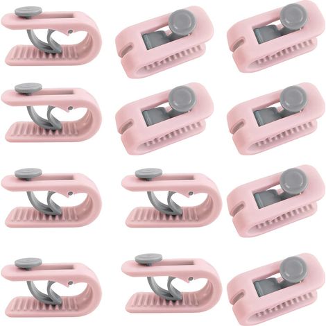 Lot de 12 clips de sécurité sans épingles pour housse de couette, drap de lit, drap de plage, courtepointe, rideaux, chaussettes – Rose (1/4)