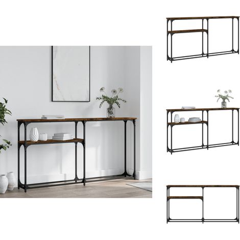 Table console chêne fumé 145x22,5x75 cm bois d'ingénierie - Table Basse - Table D'appoint - Meuble D'entrée - Table Console - Mobilier Industriel (1/5)