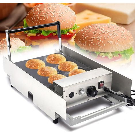 Tostadora de Hamburguesas con Bollo a la Parrilla de 2000 W, Máquina para hornear Hamburguesas, Formador de Hamburguesas Doble de Acero Inoxidable de 50300℃ para Asar Sándwiches y Hamburguesas Comerci (1/5)