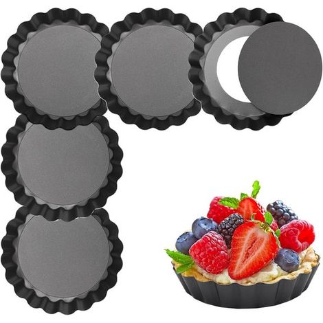 6 teiliges Backformen Set Quicheformen Einzeln gebacken Herausnehmbarer Boden 10 cm Durchmesser (1/5)
