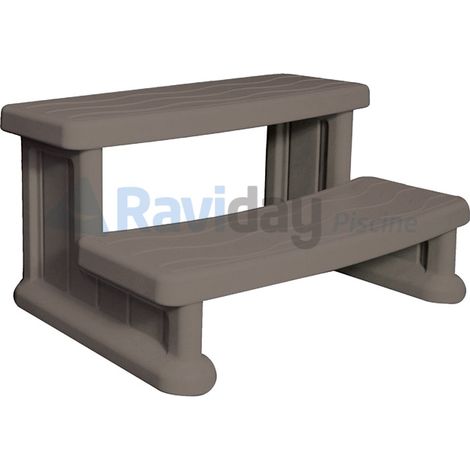 Escalier de piscine pour spa – Plastique moulé – Marches réversibles – Dimensions P61 x l81 x H40 cm – Compatible spa rond et carré – Raviday (1/5)
