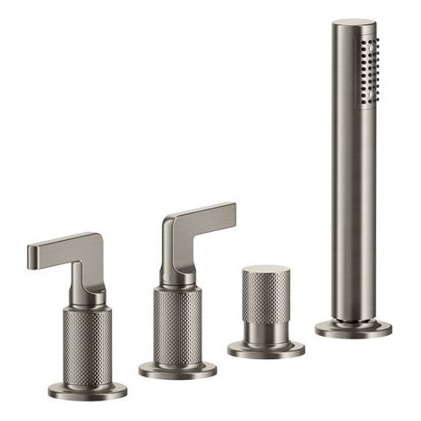 Gessi Inciso- Mezclador de borde de bañera de 4 agujeros con