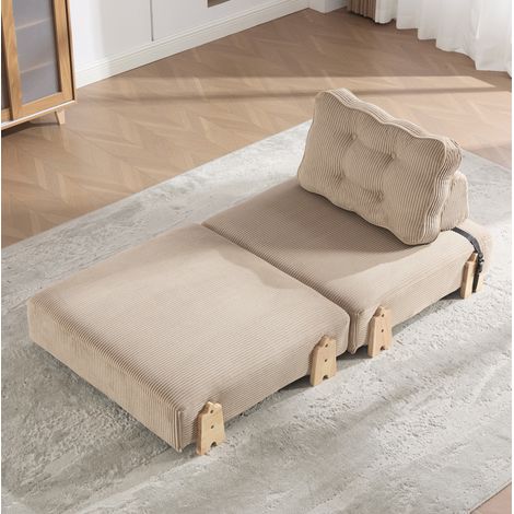 MEUBLIV Klapp-Schlafsessel aus Cord, Beige, 90 x 86 x 84 cm, 1-Sitzer (1/5)