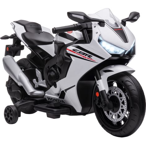 Moto Elettrica per Bambini con Licenza HONDA, Batteria 6V Ricaricabile, Velocità 3km/h, Bianco