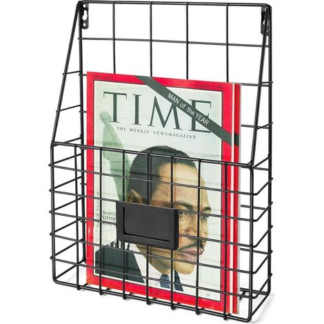 Wandmontierter Dokumentenkorb aus Metall für A4-Papier – Wandorganizer für Post, Zeitschriften, Bücher, Kräuter oder Handtücher – Schwarz – 1 Stück (1/5)