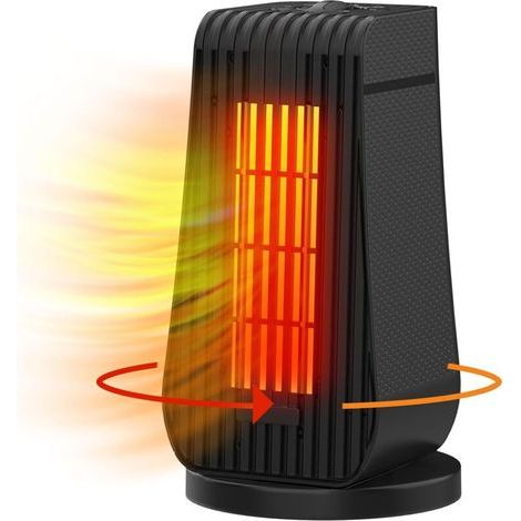 1200W Portable Fan Heater, 3-Second Rapid Heating, PTC Mini Heater, 3 Heating Modes, Adjustable Fan, Overheat Protection, Electric Heater (Black) (1/5)