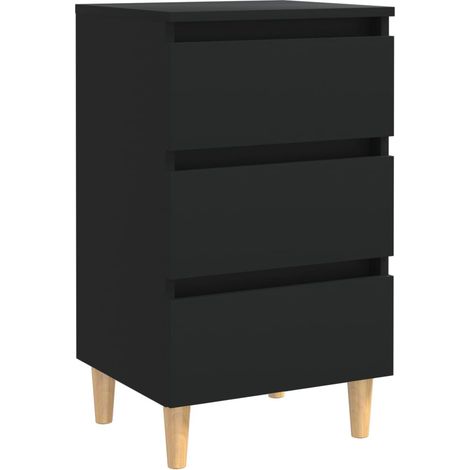 Table de chevet - Bout de Canapé Armoire De Rangement avec pieds en bois Noir 40x35x69 cm BV518006 - BonneVie (1/5)
