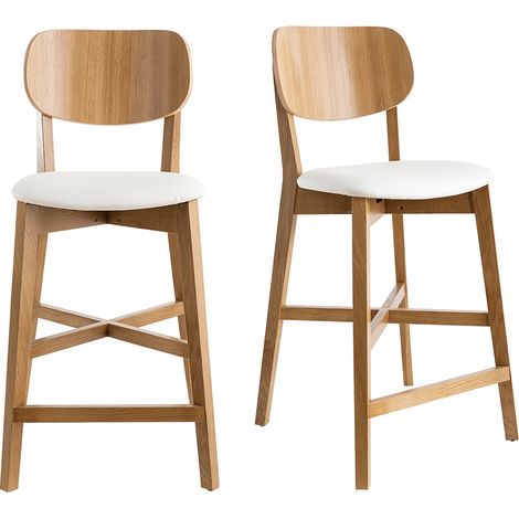 Barhocker helles Holz weiß 65 cm (2er-Set) LUCIA