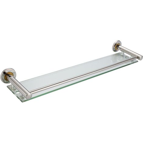 Tablette pour salle de bain murale en verre trempé et aluminium largeur 50 cm matériel de montage inclus argenté étagère pour salle de bain