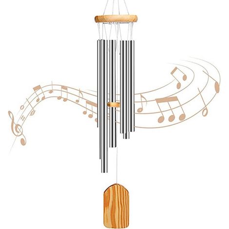 Carillon Éolien - Tubes Métalliques - 65 cm - Crochet En Forme De S - Décoration Jardin Et Intérieur - 1 Pièce (1/5)