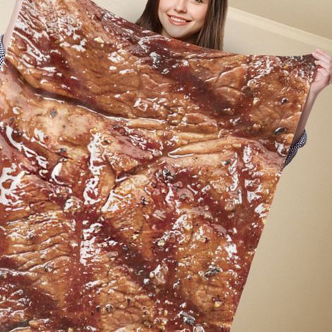 Couverture imprimée de motifs alimentaires amusants, 80x100cm, en polyester doux, idéale pour la maison et le bureau. (1/5)