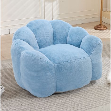 Poltrona compatta a forma di loto, rivestimento morbido blu, senza montaggio OKMYHOME (1/5)