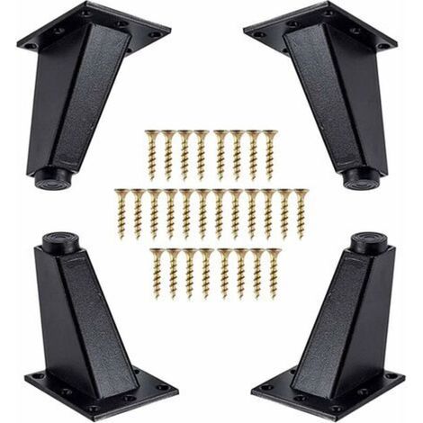4 Pieces Furniture Legs, Angled Aluminum Metal Furniture Legs, Sofa Leg Replacement for Cabinet, Couch, Dresser, Table, Mounting Screws Included, Black, 80 mm (1/4)