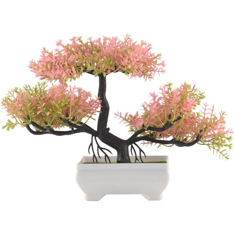 Plantas artificiales de bonsái, árbol pequeño en maceta, planta falsa, flores en maceta, bonsái falso para el hogar, dormitorio, mesa, hotel, decoración de jardín.