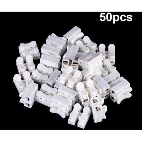 50pcs bornes de connexion de fil rapide CH-2, connecteurs de fil à ressort de qualité supérieure, connecteur de bornier de serrage de cable électrique